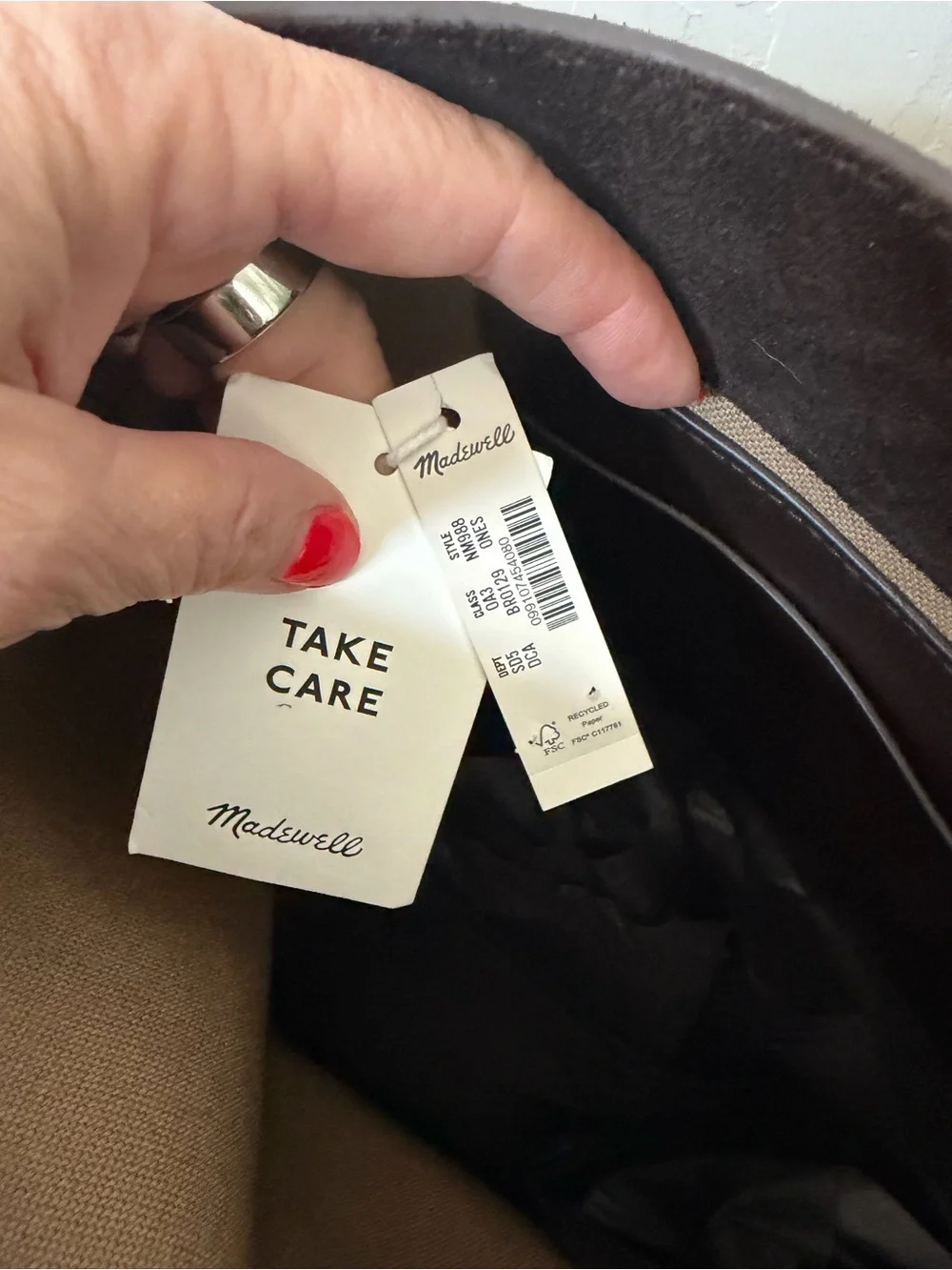 Madewell Essential Suede Tote Bag NM988 Chocolate Brown NWT